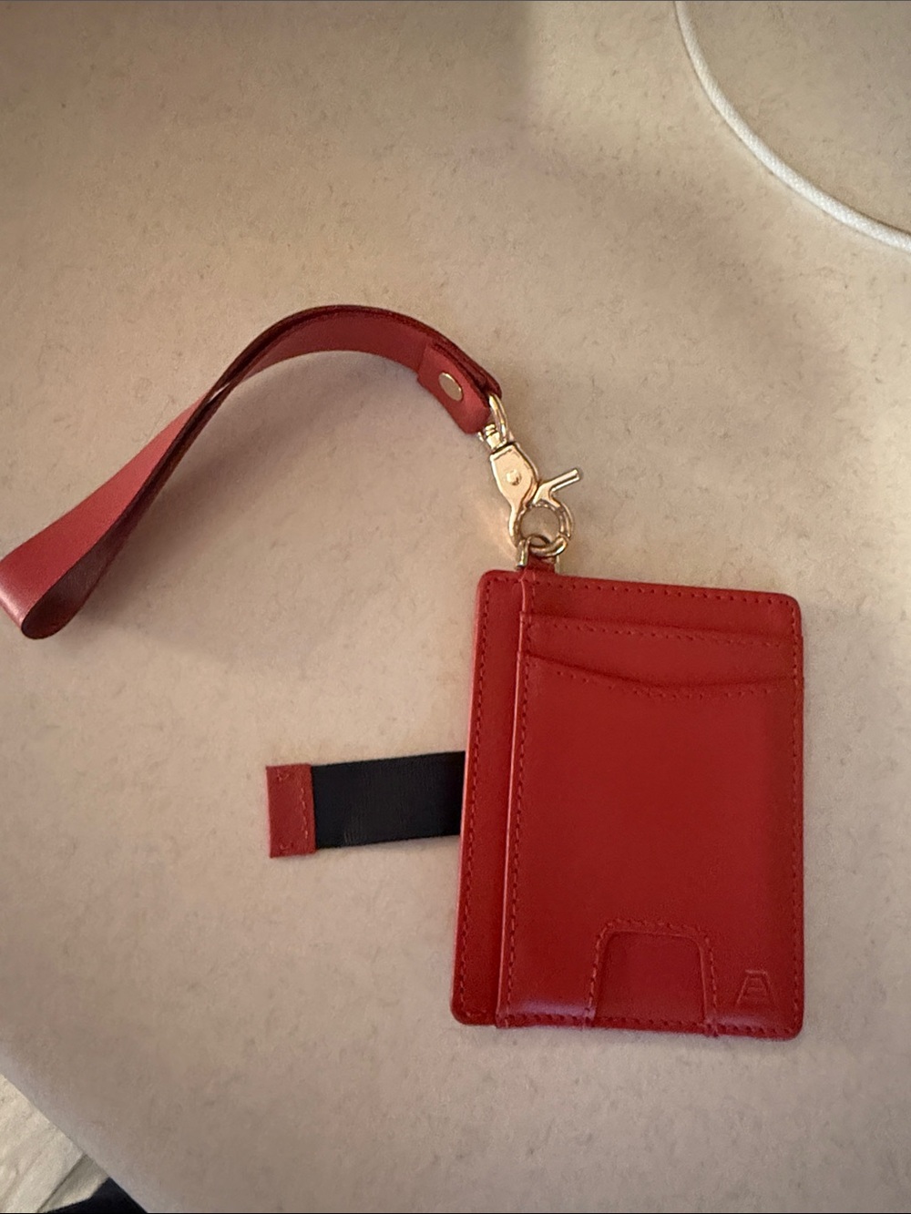 Andar Denner Red Leather Wristlet Card Holder NWOT